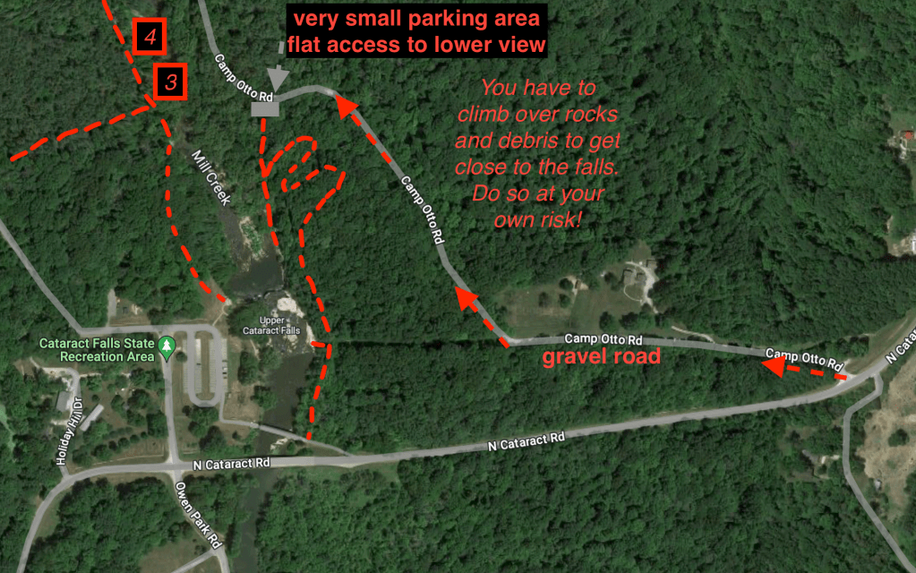 Wide area map of Upper Cataract Falls 